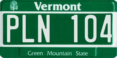 VT license plate PLN104