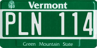 VT license plate PLN114