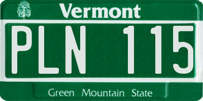 VT license plate PLN115