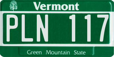 VT license plate PLN117