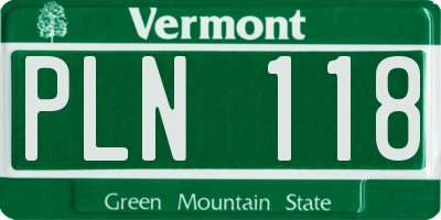 VT license plate PLN118