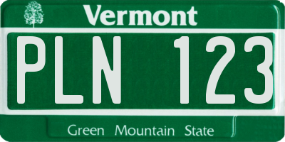 VT license plate PLN123