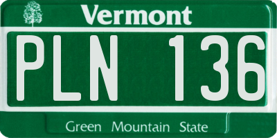 VT license plate PLN136