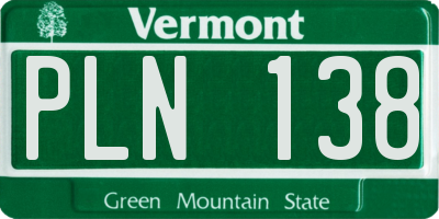 VT license plate PLN138