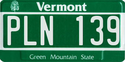 VT license plate PLN139