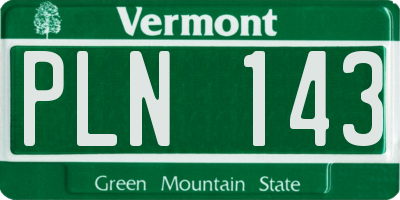 VT license plate PLN143