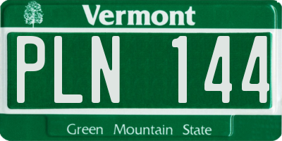 VT license plate PLN144
