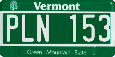 VT license plate PLN153