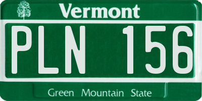 VT license plate PLN156