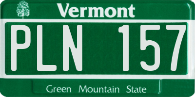 VT license plate PLN157