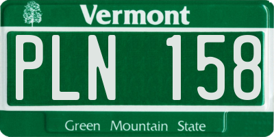 VT license plate PLN158