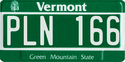 VT license plate PLN166