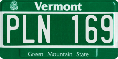 VT license plate PLN169