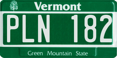 VT license plate PLN182