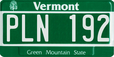 VT license plate PLN192
