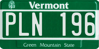 VT license plate PLN196