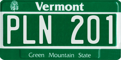 VT license plate PLN201