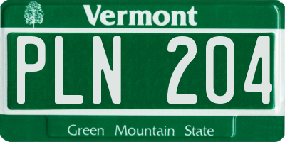 VT license plate PLN204