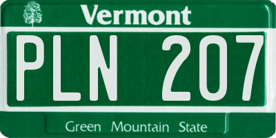 VT license plate PLN207