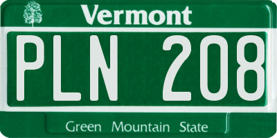 VT license plate PLN208