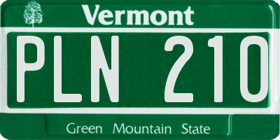 VT license plate PLN210