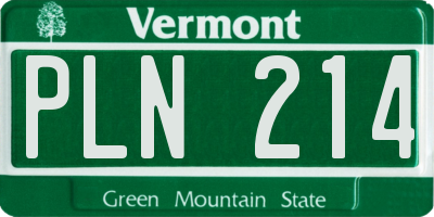 VT license plate PLN214