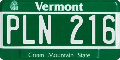 VT license plate PLN216