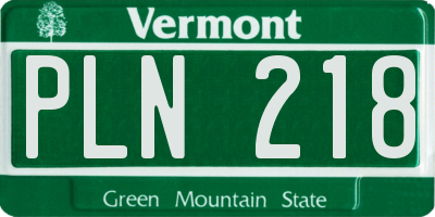VT license plate PLN218