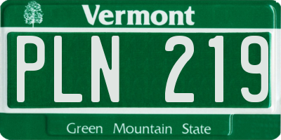 VT license plate PLN219