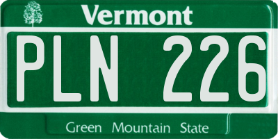VT license plate PLN226