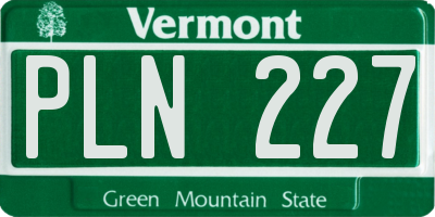 VT license plate PLN227
