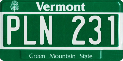 VT license plate PLN231