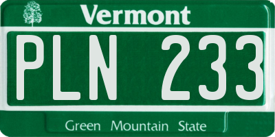 VT license plate PLN233