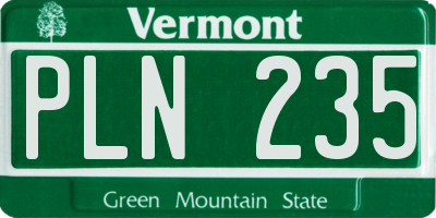 VT license plate PLN235
