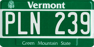 VT license plate PLN239