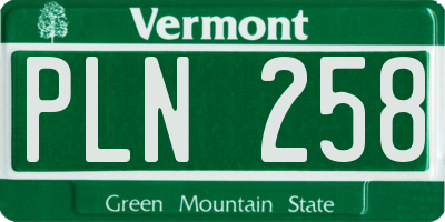 VT license plate PLN258