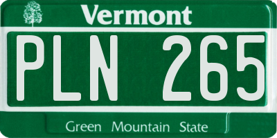 VT license plate PLN265
