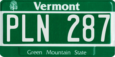 VT license plate PLN287
