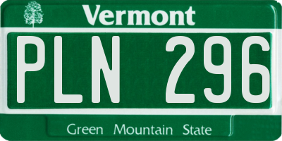 VT license plate PLN296