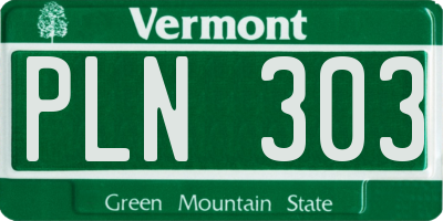 VT license plate PLN303