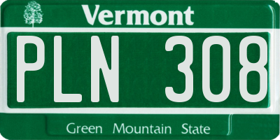 VT license plate PLN308