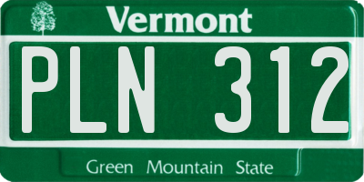 VT license plate PLN312