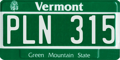 VT license plate PLN315