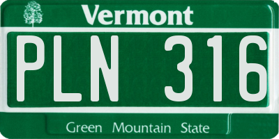 VT license plate PLN316