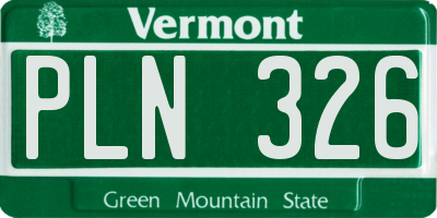 VT license plate PLN326