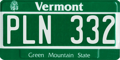 VT license plate PLN332