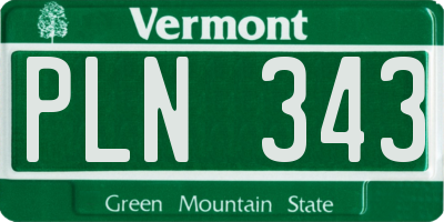 VT license plate PLN343