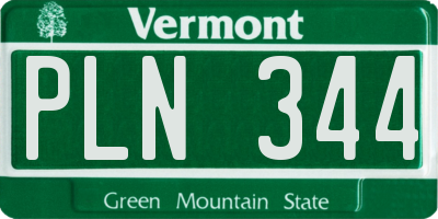 VT license plate PLN344