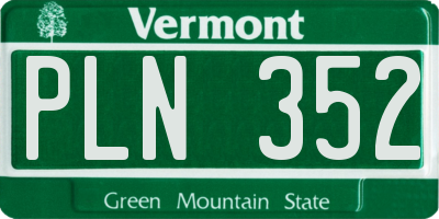 VT license plate PLN352