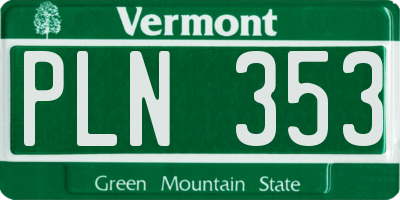 VT license plate PLN353